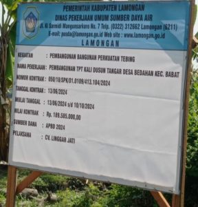 Pembangunan TPT PU SDA di Bedahan Babat Kondisinya Retak Usai Dikerjakan