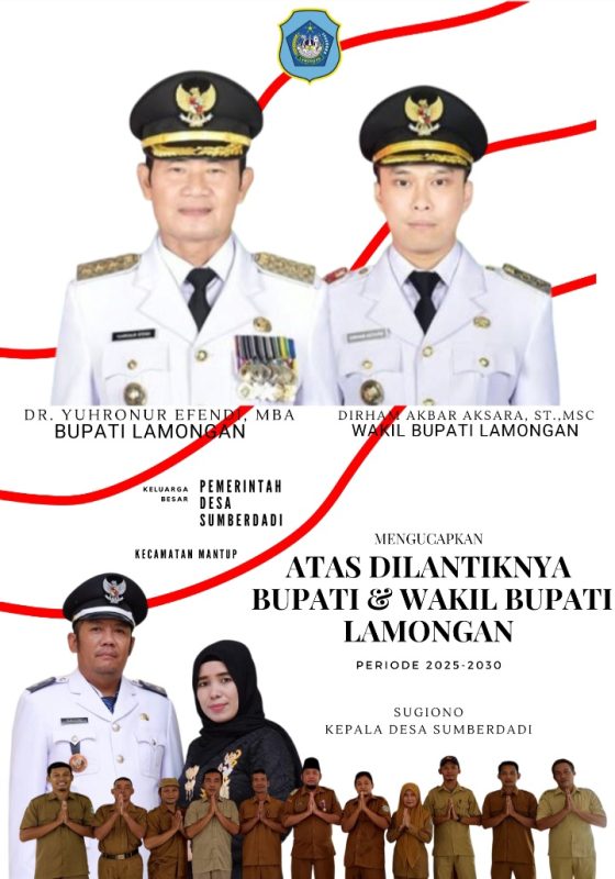 Pemerintah Desa Sumberdadi Kecamatan Mantup Ucapkan Selamat Atas Dilantiknya Bupati dan Wakil Bupati Lamongan Periode 2025-2030